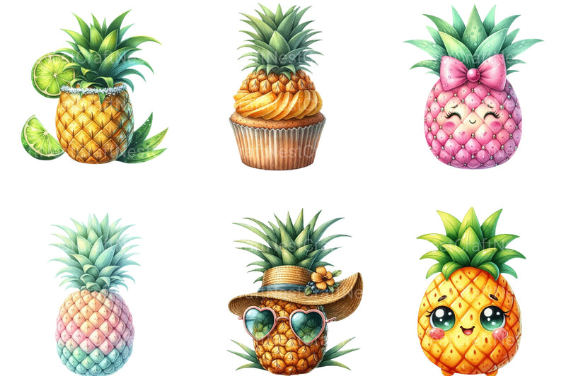 Summer Pineapple Clipart Bundle 1 - CraftNest - Digital Crafting and Art
