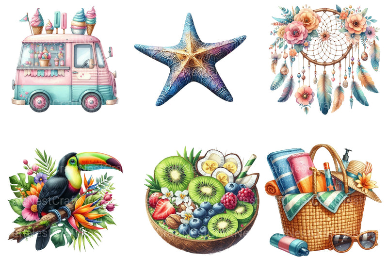 Happy Summer Sublimation Clipart Bundle - CraftNest - Digital Crafting and Art