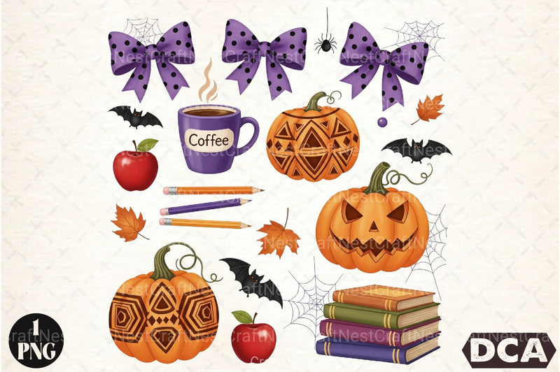 Cute Halloween Spooky Teacher Clipart Bundle - CraftNest - Digital Crafting and Art