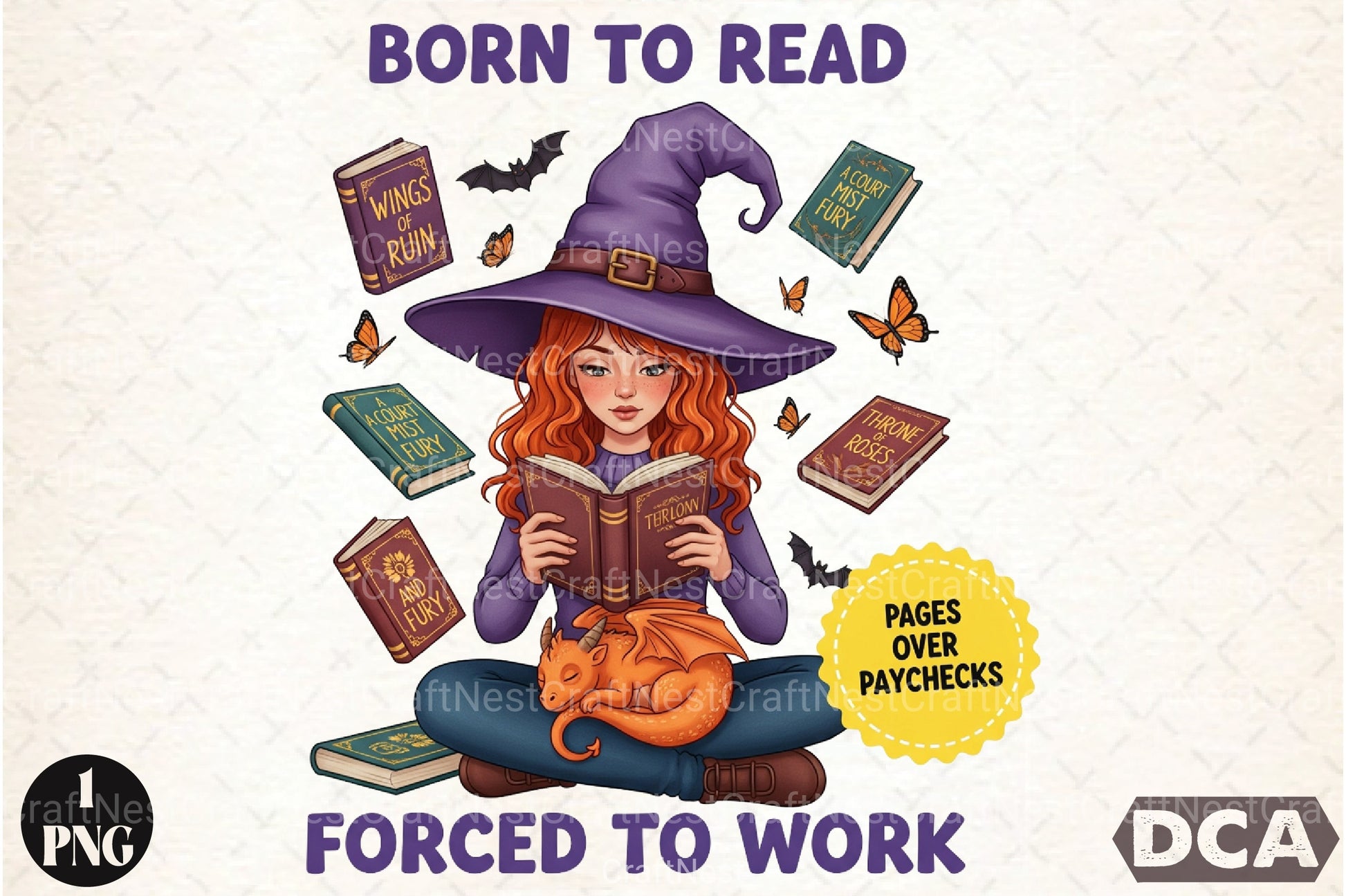 Witchy Clipart Bundle: Born to Read, Forced to Work - CraftNest - Digital Crafting and Art