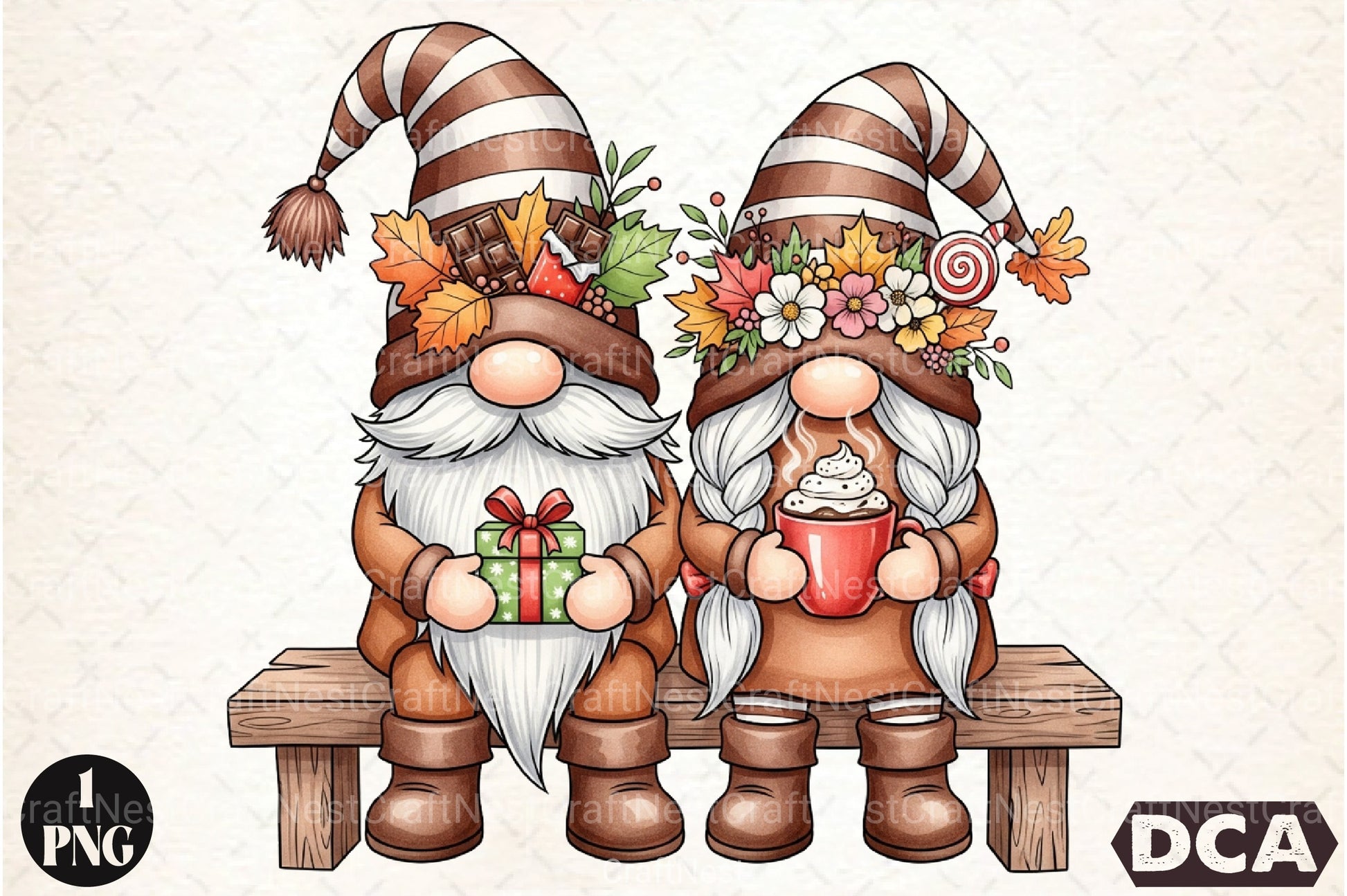 Chocolate Couple Gnomes Clipart Bundle - CraftNest - Digital Crafting and Art