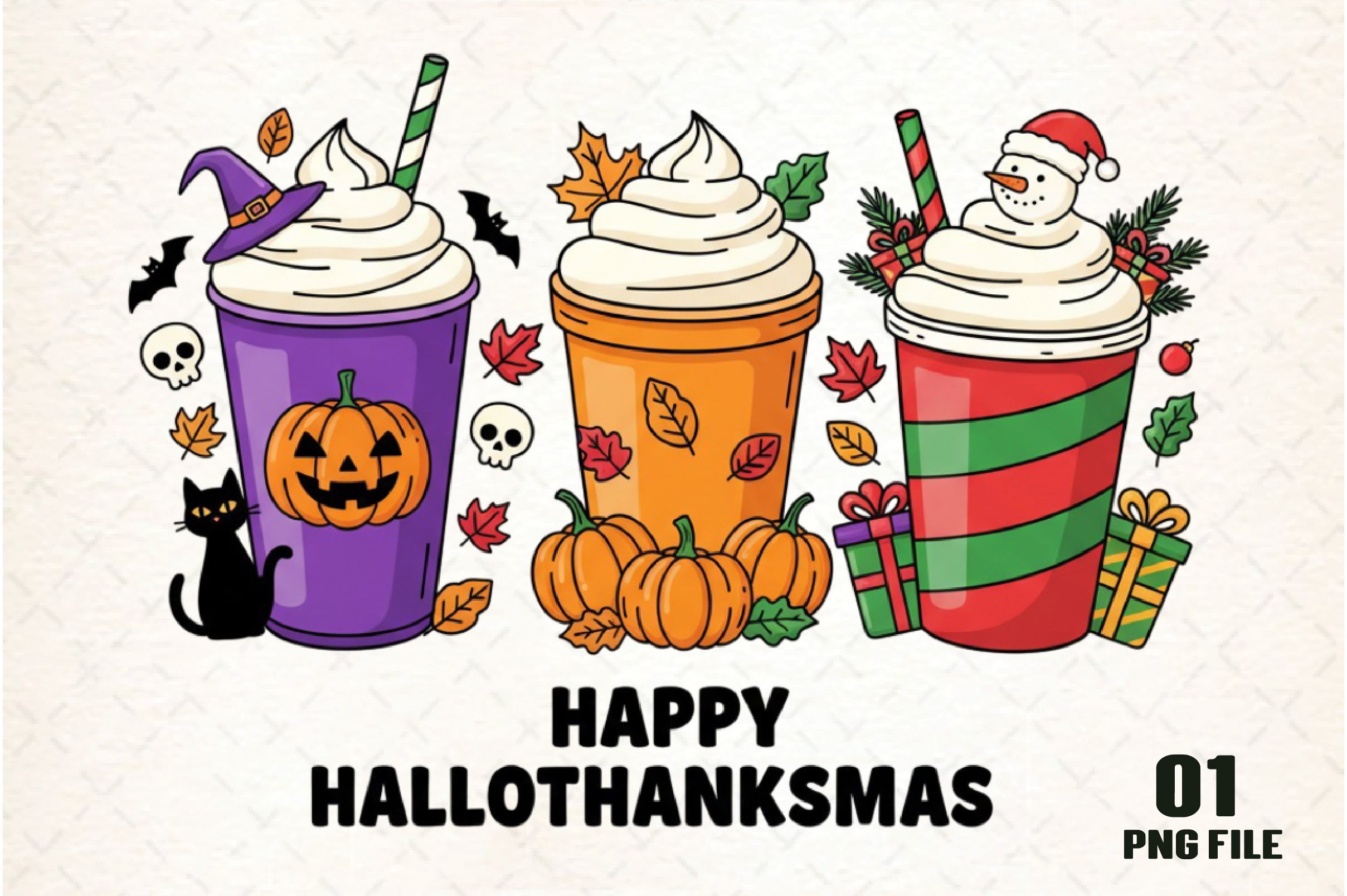 Happy Hallothanksmas Clipart Bundle