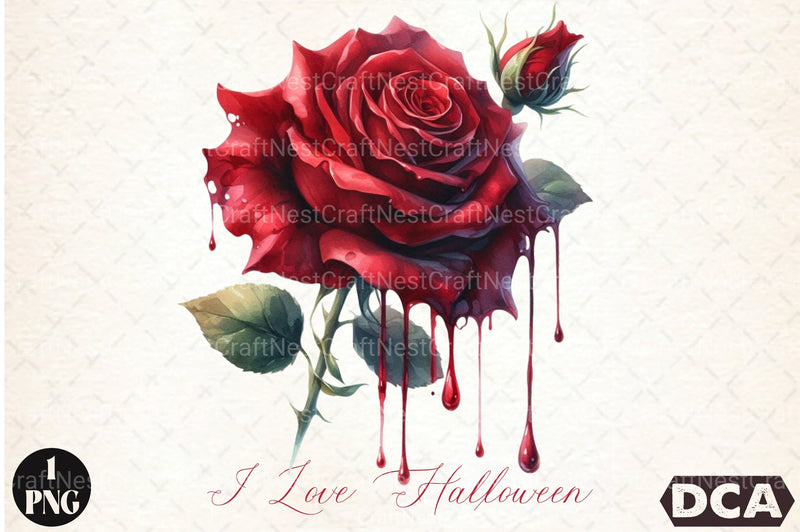 I Love Halloween Roses Clipart Bundle 07 - CraftNest - Digital Crafting and Art
