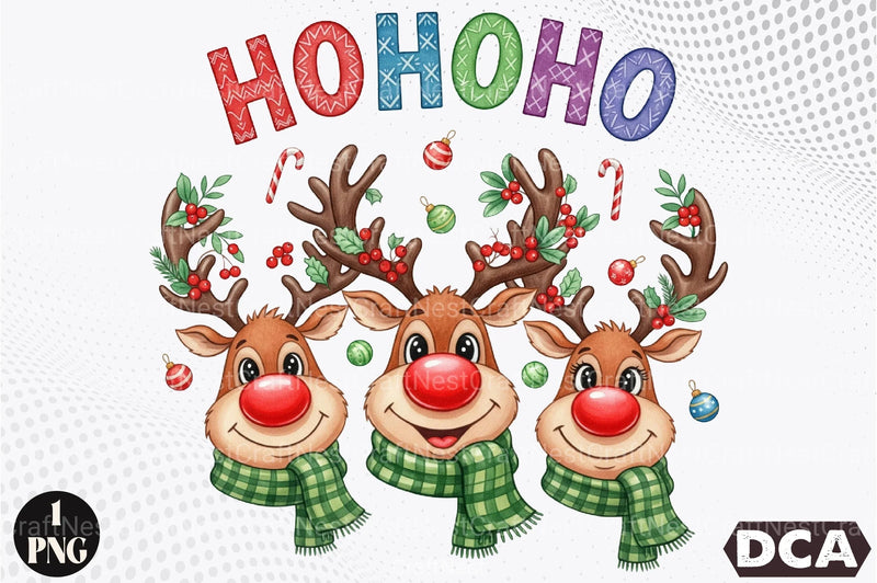 Ho Ho Deer Reindeer Christmas Clipart Bundle - CraftNest - Digital Crafting and Art