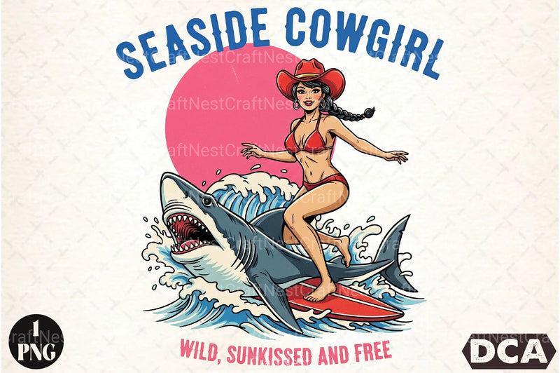 Seaside Cowgirl Retro Summer Clipart Bundle - CraftNest - Digital Crafting and Art