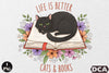 Life Is Better: Cat and Books Clipart Bundle