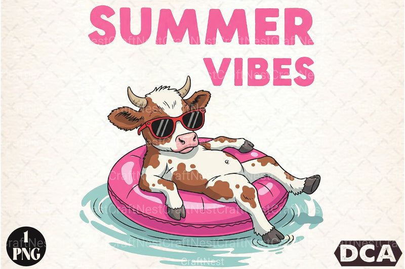 Summer Vibes Highland Cow Clipart Bundle - CraftNest - Digital Crafting and Art