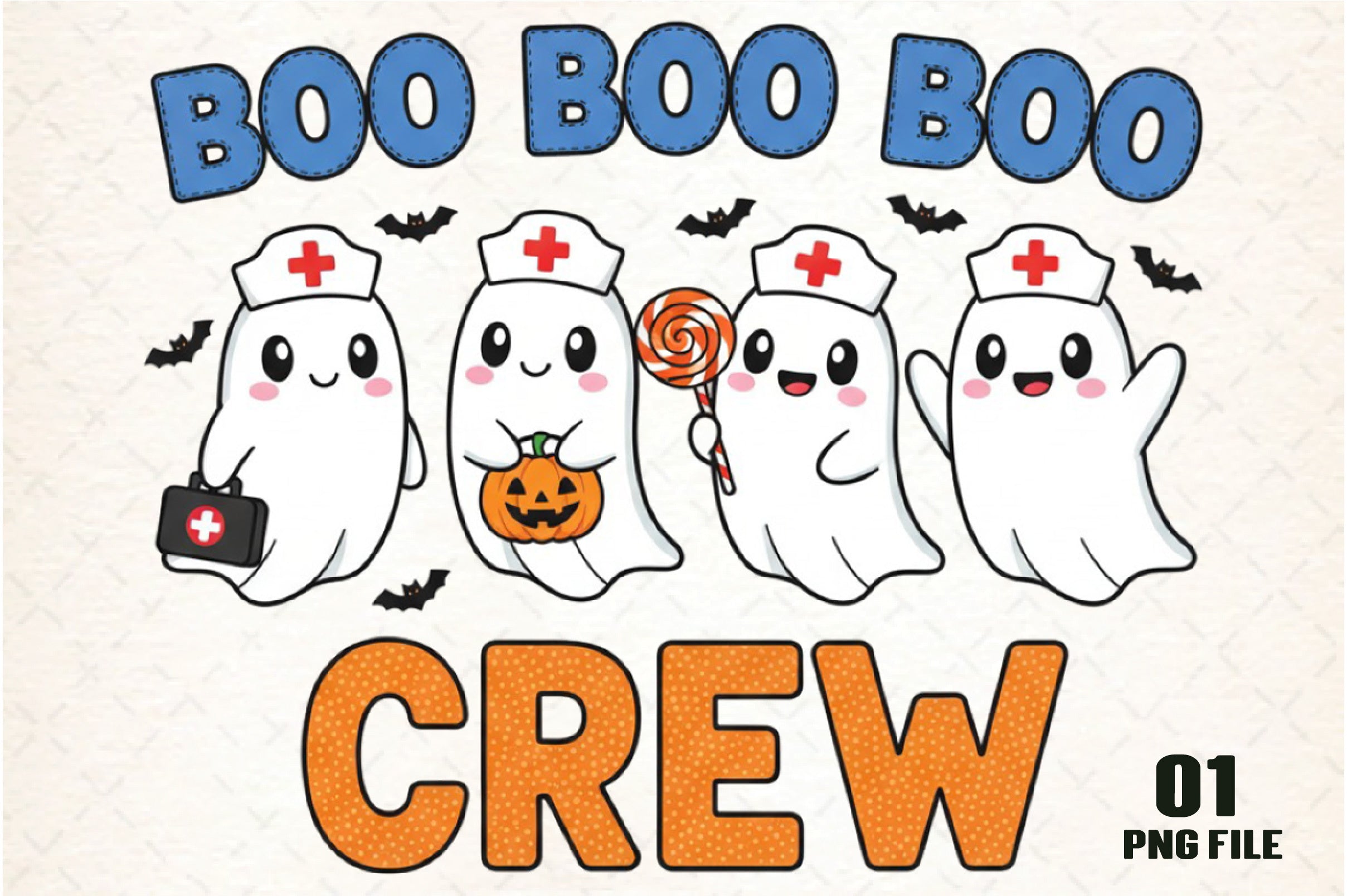 Boo Crew Ghost Nurse Clipart Bundle