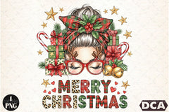 Merry Christmas Messy Bun Clipart Bundle - CraftNest - Digital Crafting and Art