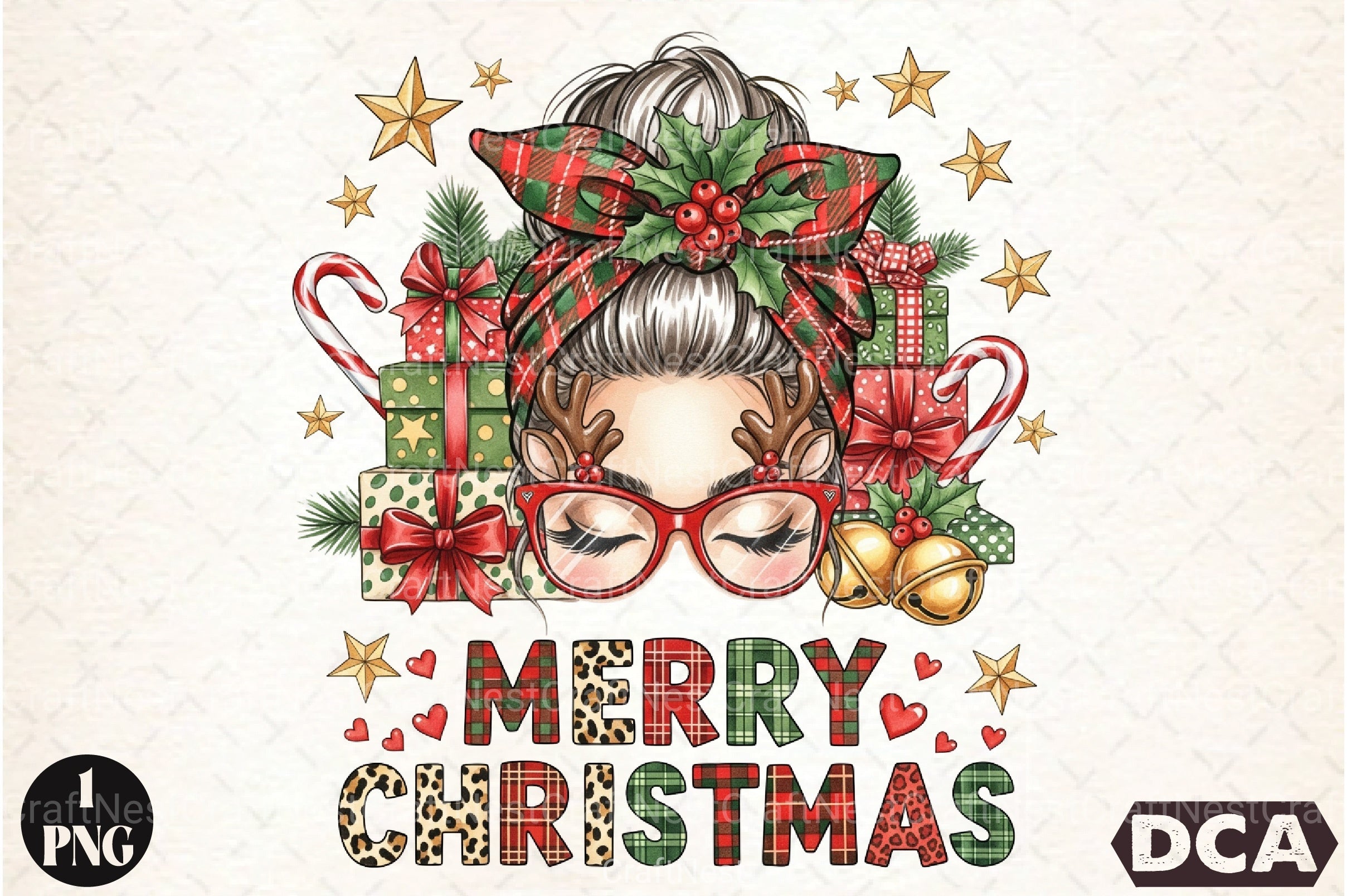 Merry Christmas Messy Bun Clipart Bundle - CraftNest - Digital Crafting and Art