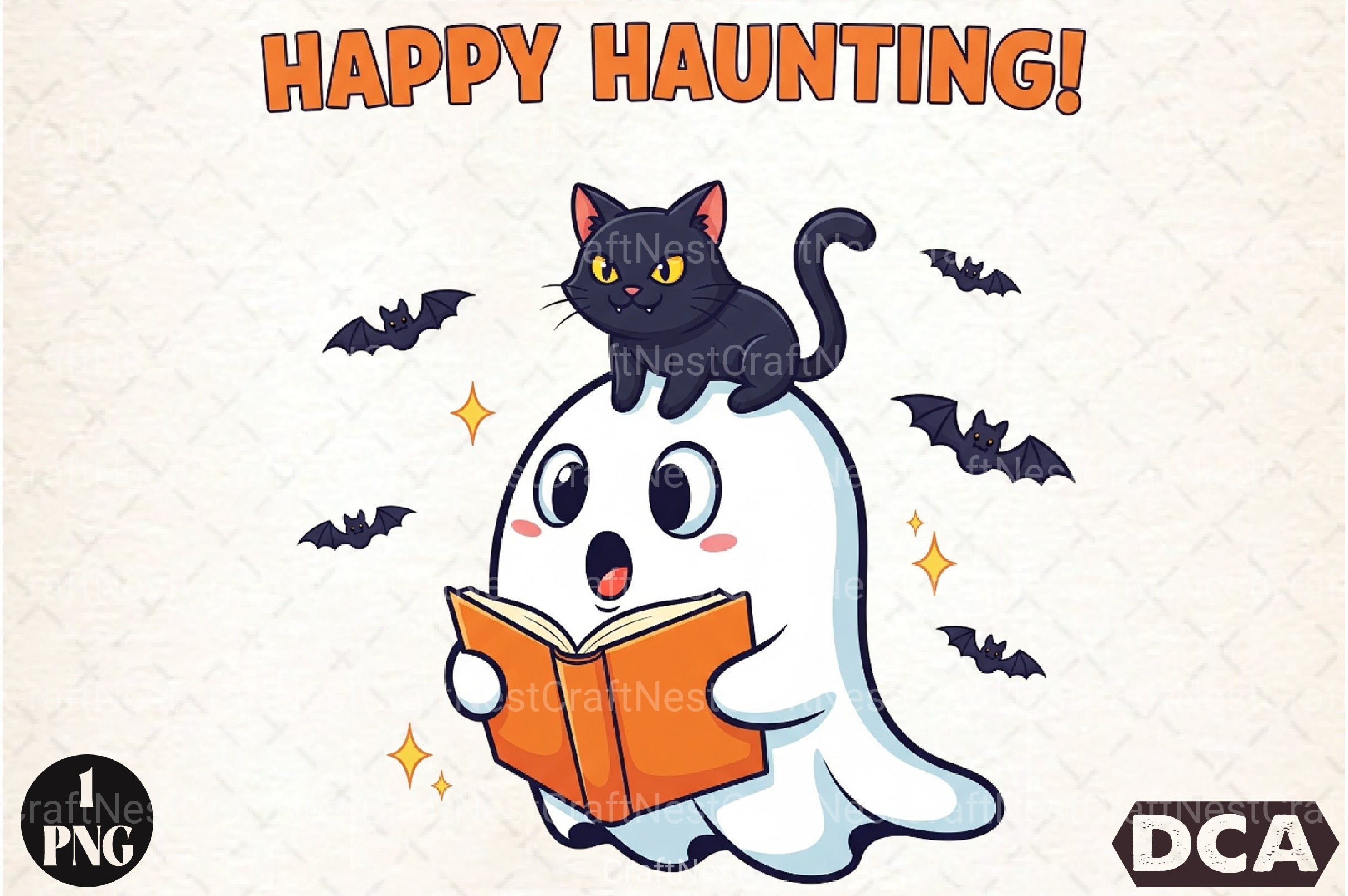 Cute Halloween Ghost Reading Book Clipart Bundle - CraftNest - Digital Crafting and Art