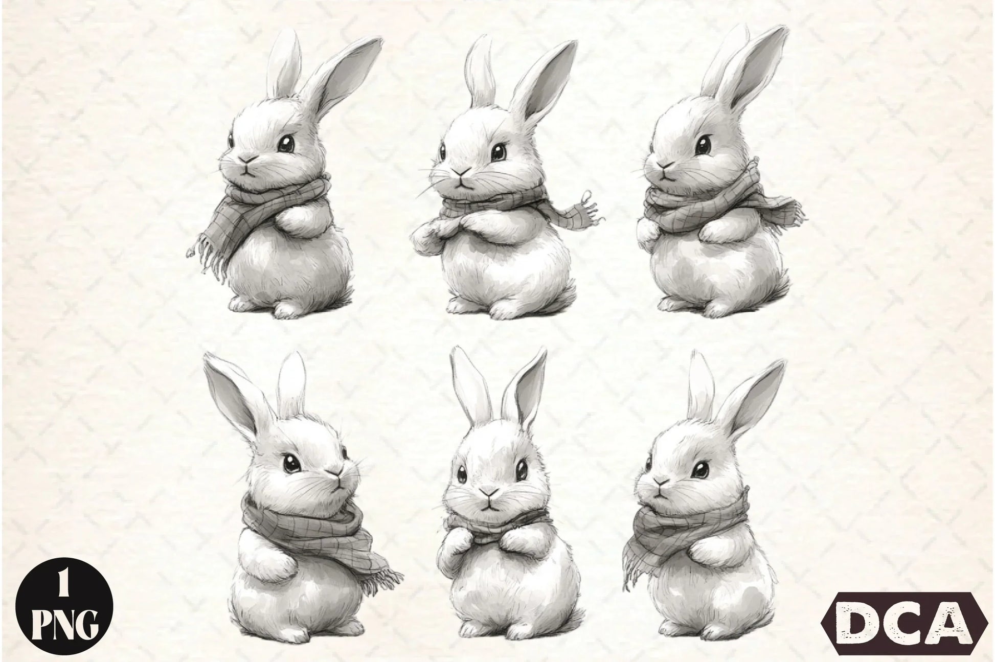 Bunny Illustration Clipart Bundle - CraftNest - Digital Crafting and Art