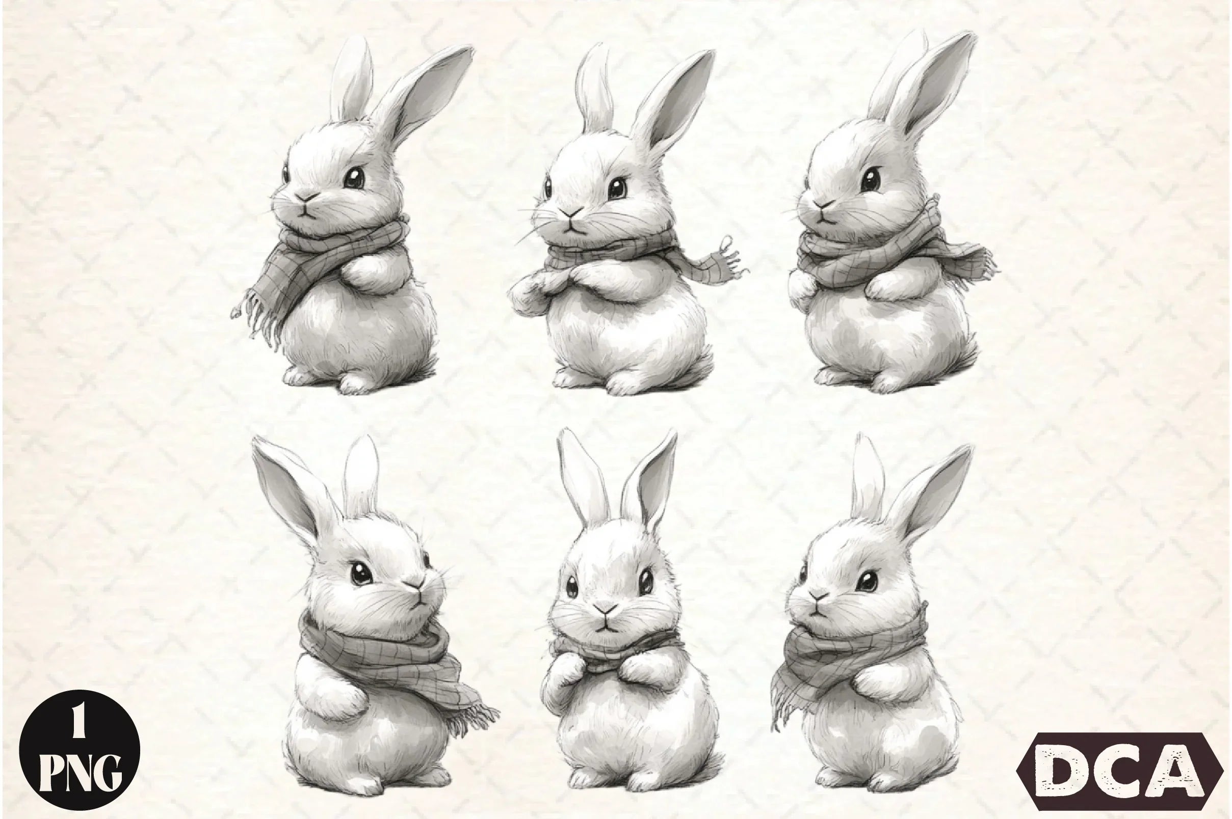 Bunny Illustration Clipart Bundle - CraftNest - Digital Crafting and Art