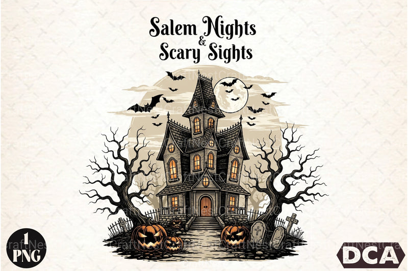 Halloween Horror House Salem Night Clipart Bundle - CraftNest - Digital Crafting and Art