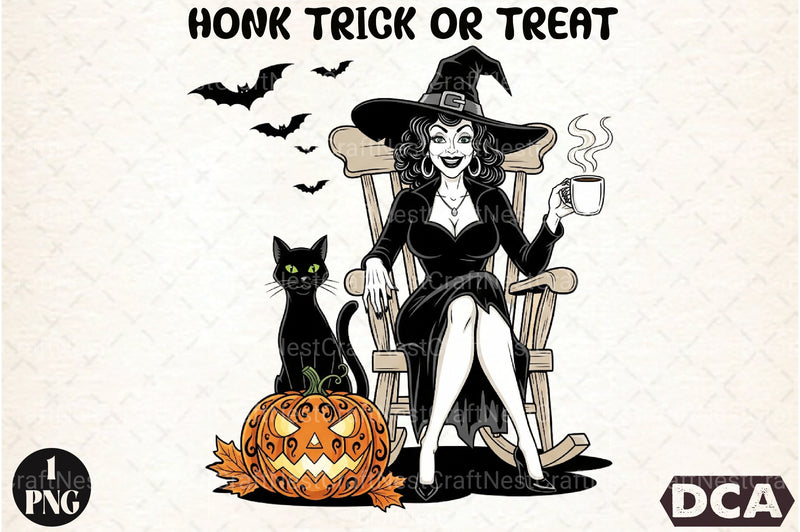 Vintage Halloween Witch & Cat Clipart Bundle - CraftNest - Digital Crafting and Art