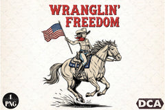 Wranglin' Freedom American Cowgirl Clipart Bundle - CraftNest - Digital Crafting and Art