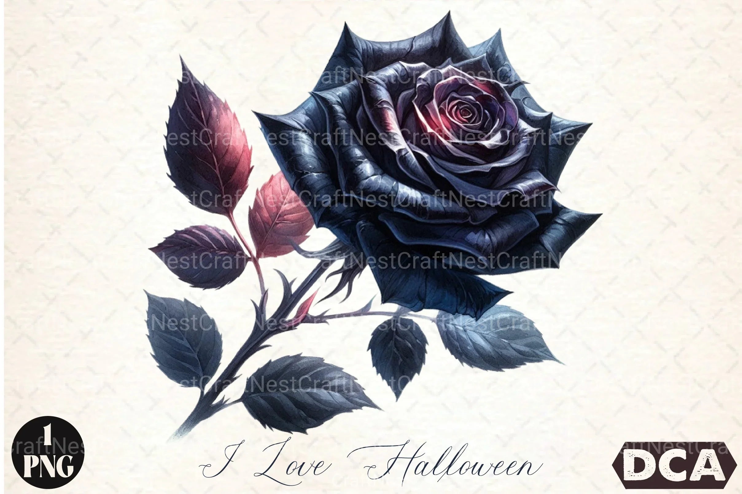 I Love Halloween Roses Clipart Bundle - CraftNest - Digital Crafting and Art