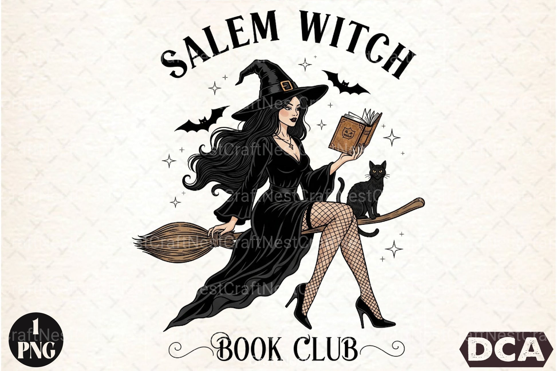 Vintage Salem Witch Book Club Halloween Clipart Bundle - CraftNest - Digital Crafting and Art