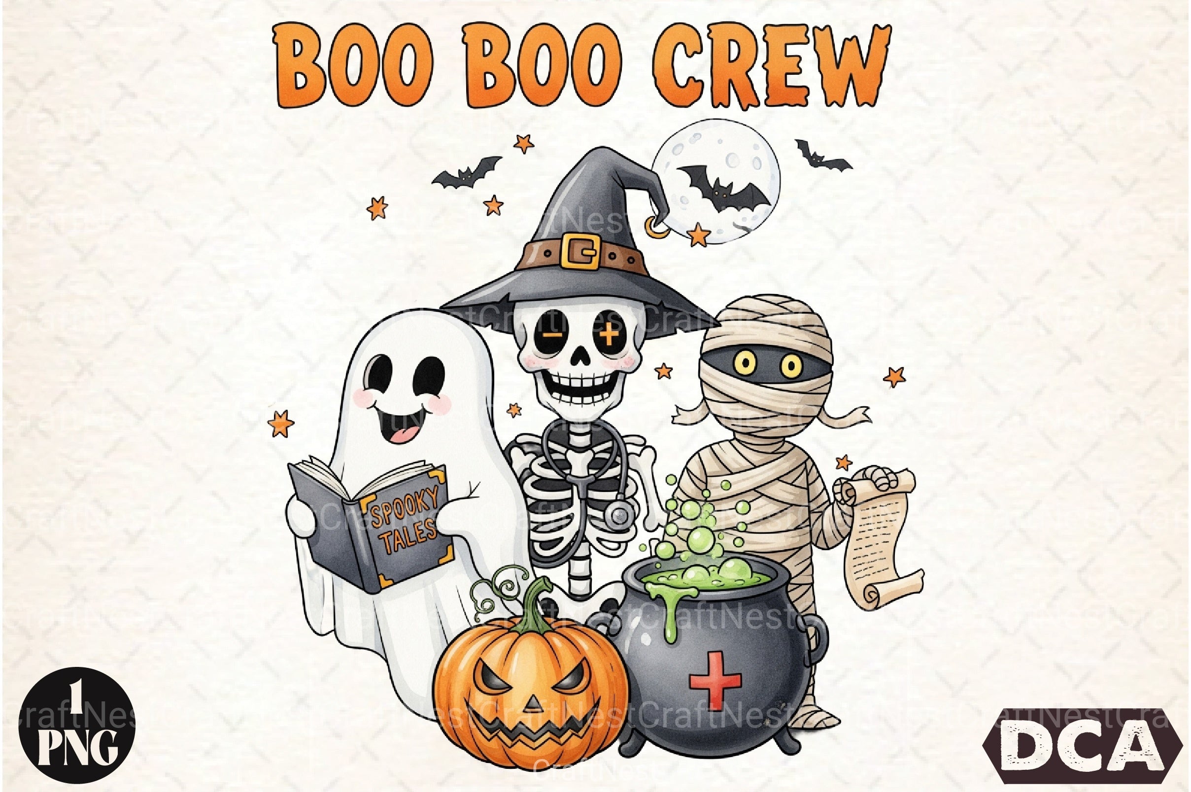 Boo Crew Halloween Nurse Ghost Clipart Bundle - CraftNest - Digital Crafting and Art