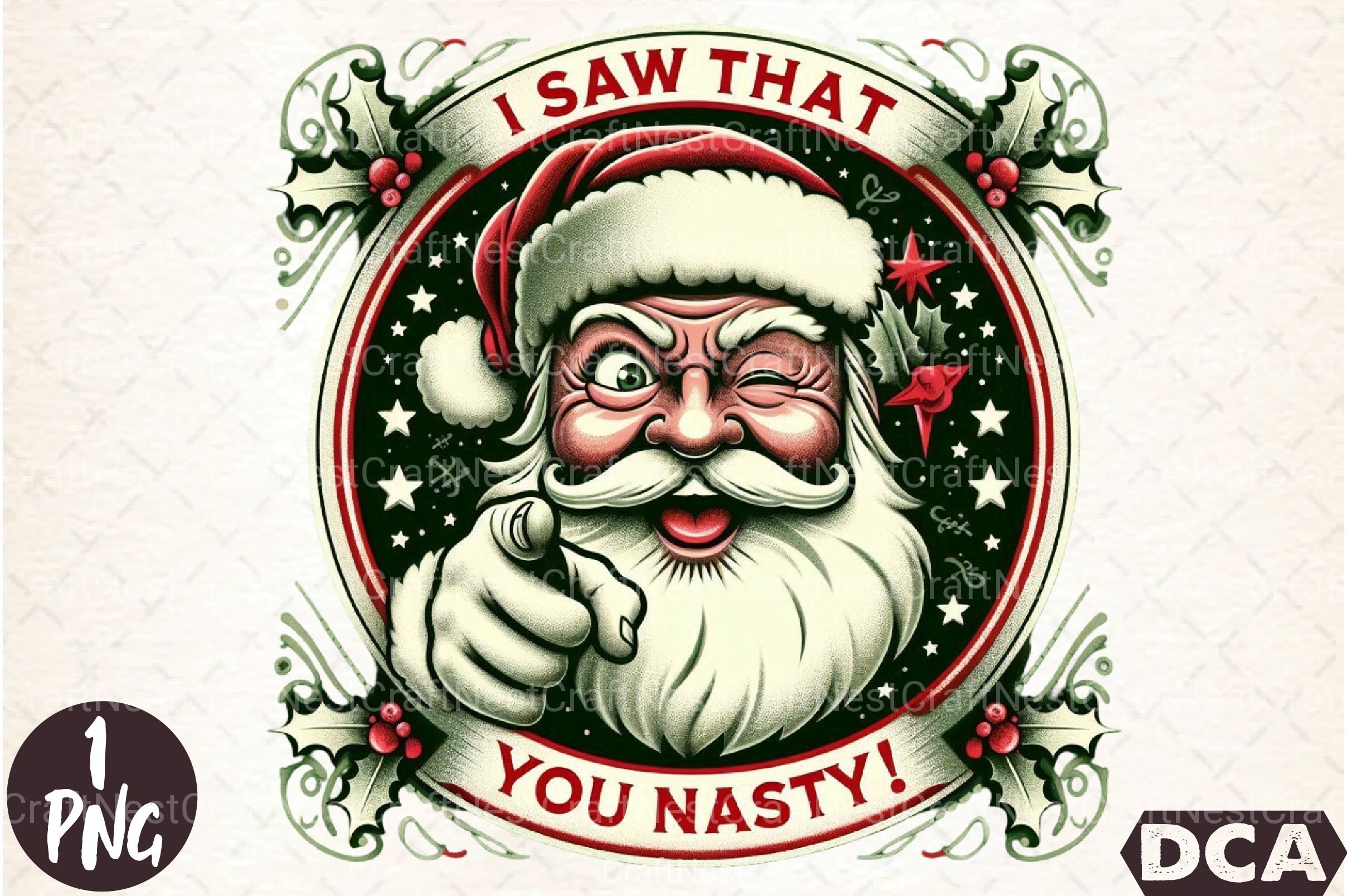 Vintage Christmas Santa "I Saw That" Clipart Bundle - CraftNest - Digital Crafting and Art