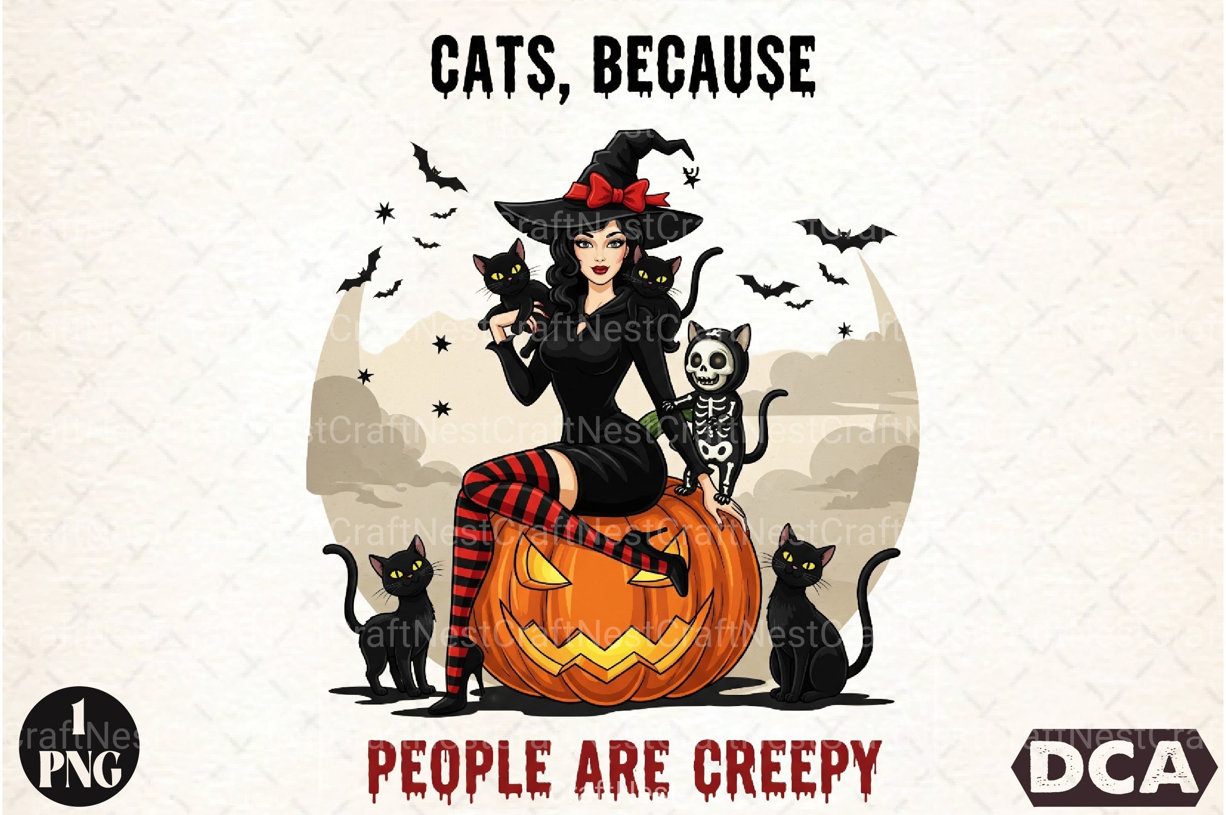 Sarcastic Halloween Cat Witch Creepy Clipart Bundle - CraftNest - Digital Crafting and Art
