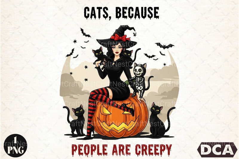 Sarcastic Halloween Cat Witch Creepy Clipart Bundle - CraftNest - Digital Crafting and Art