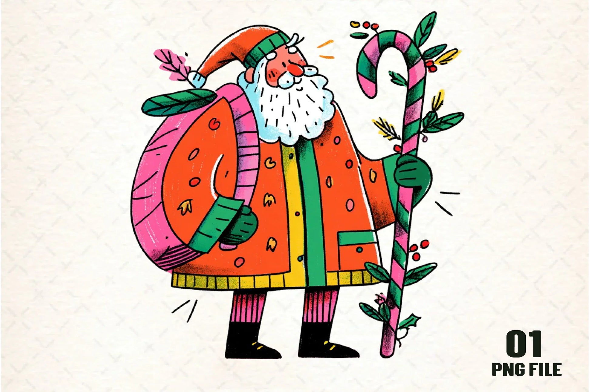 Retro Funny Christmas Santa Clipart Bundle - CraftNest - Digital Crafting and Art