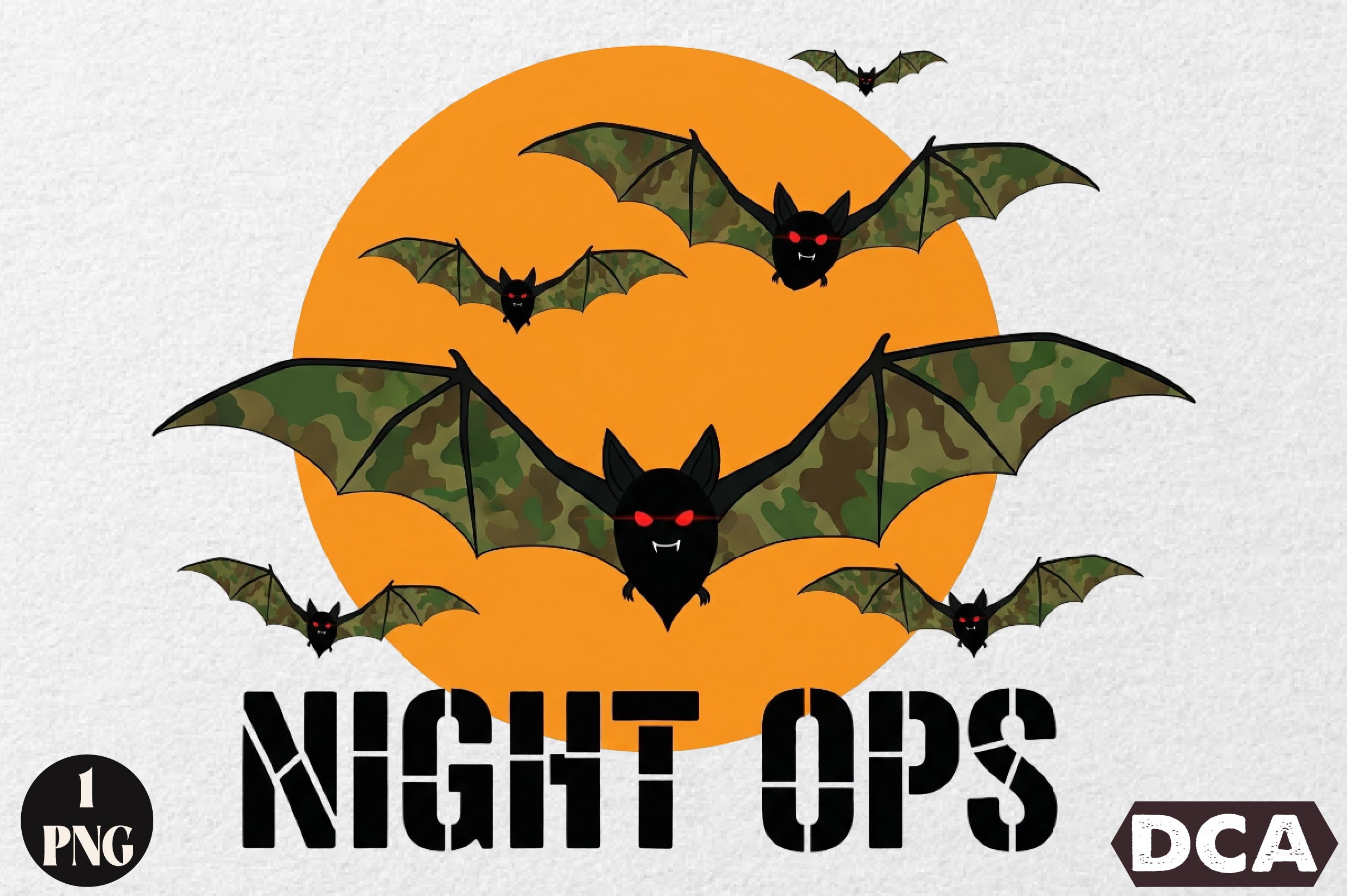 Camo Bats Halloween Clipart Bundle