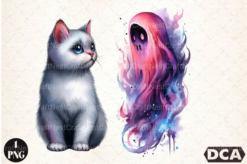 Halloween Cat & Ghost Clipart Bundle - CraftNest - Digital Crafting and Art