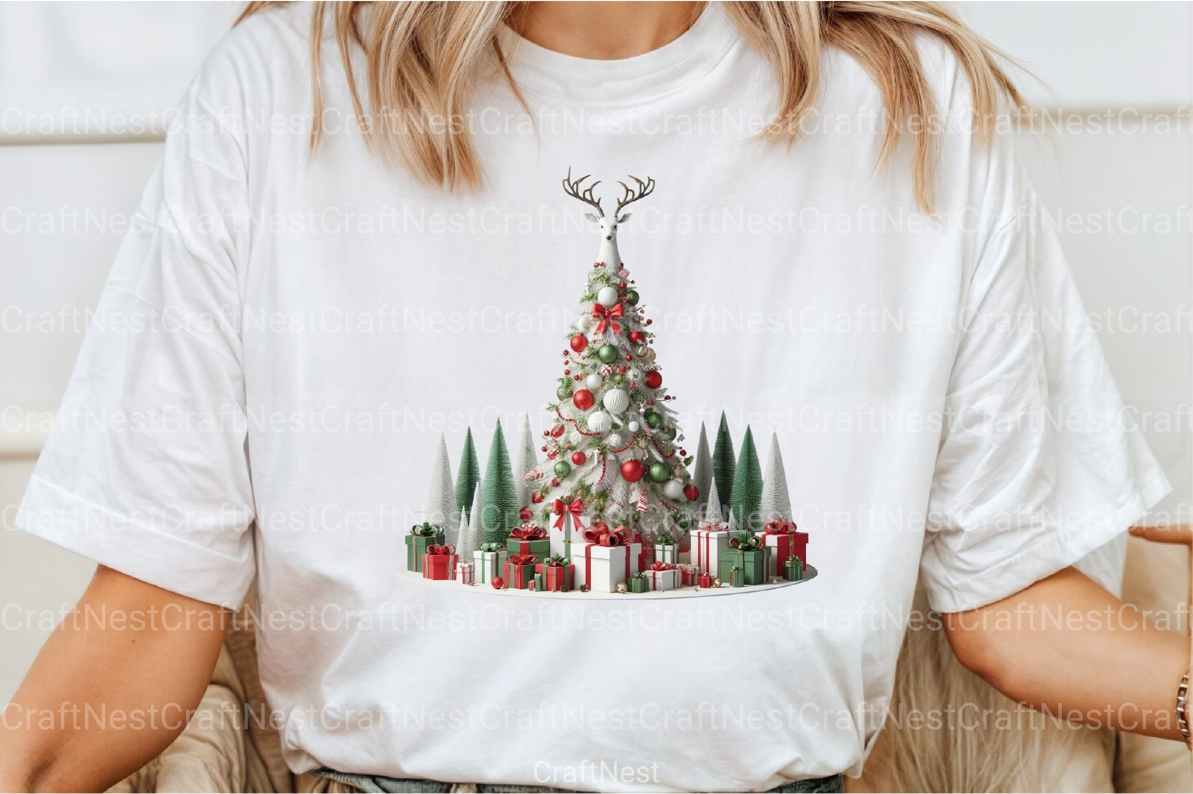 White Christmas Tree Clipart Bundle - CraftNest - Digital Crafting and Art