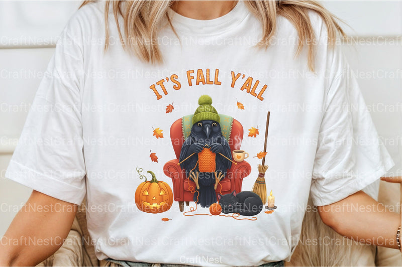 Cozy Fall Knitting Crow & Cat Clipart Bundle - CraftNest - Digital Crafting and Art