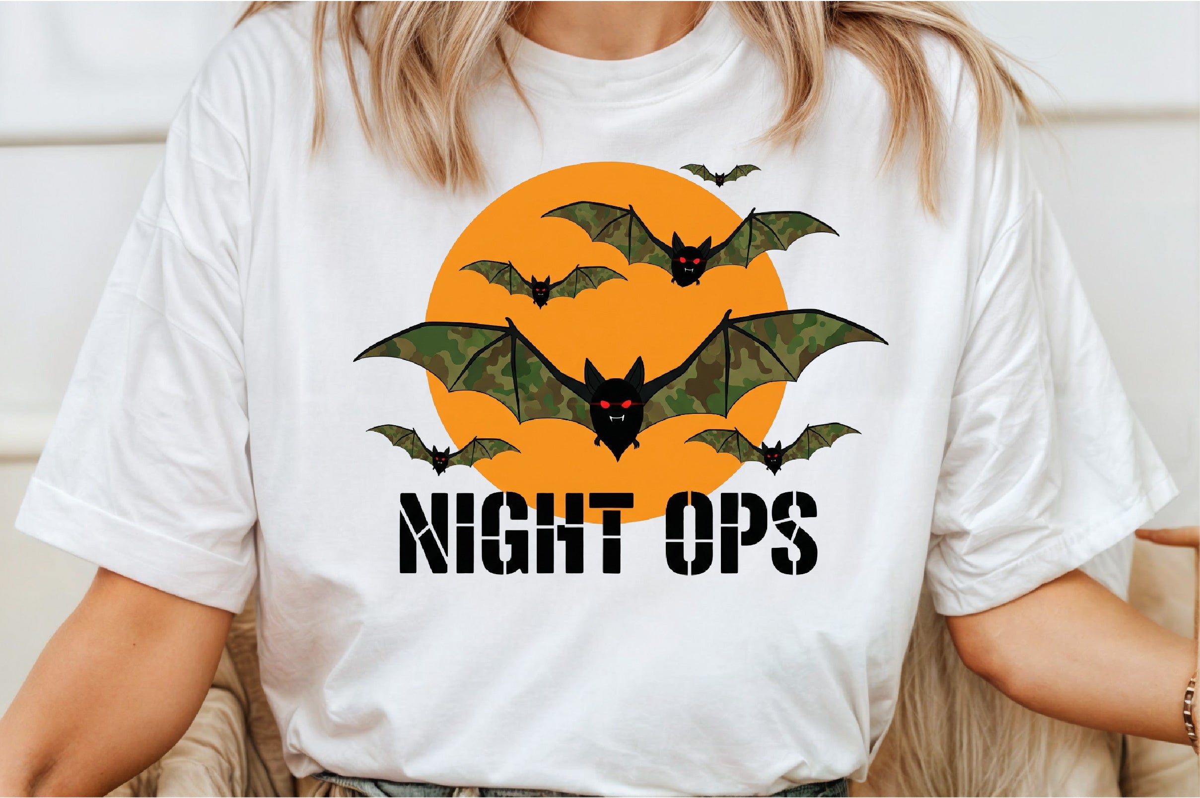 Camo Bats Halloween Clipart Bundle