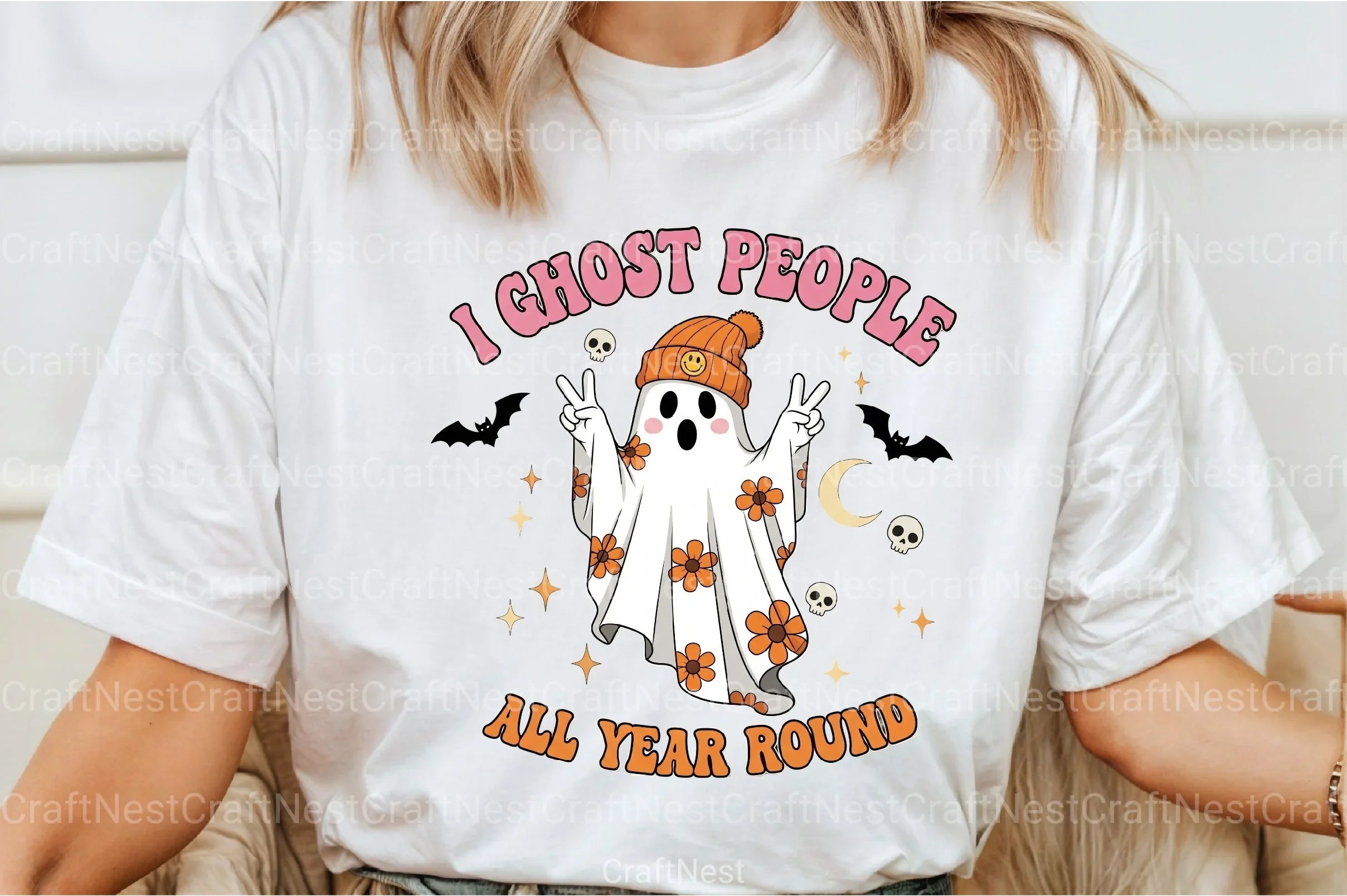 Retro Halloween Ghost Clipart Bundle 24 - CraftNest - Digital Crafting and Art
