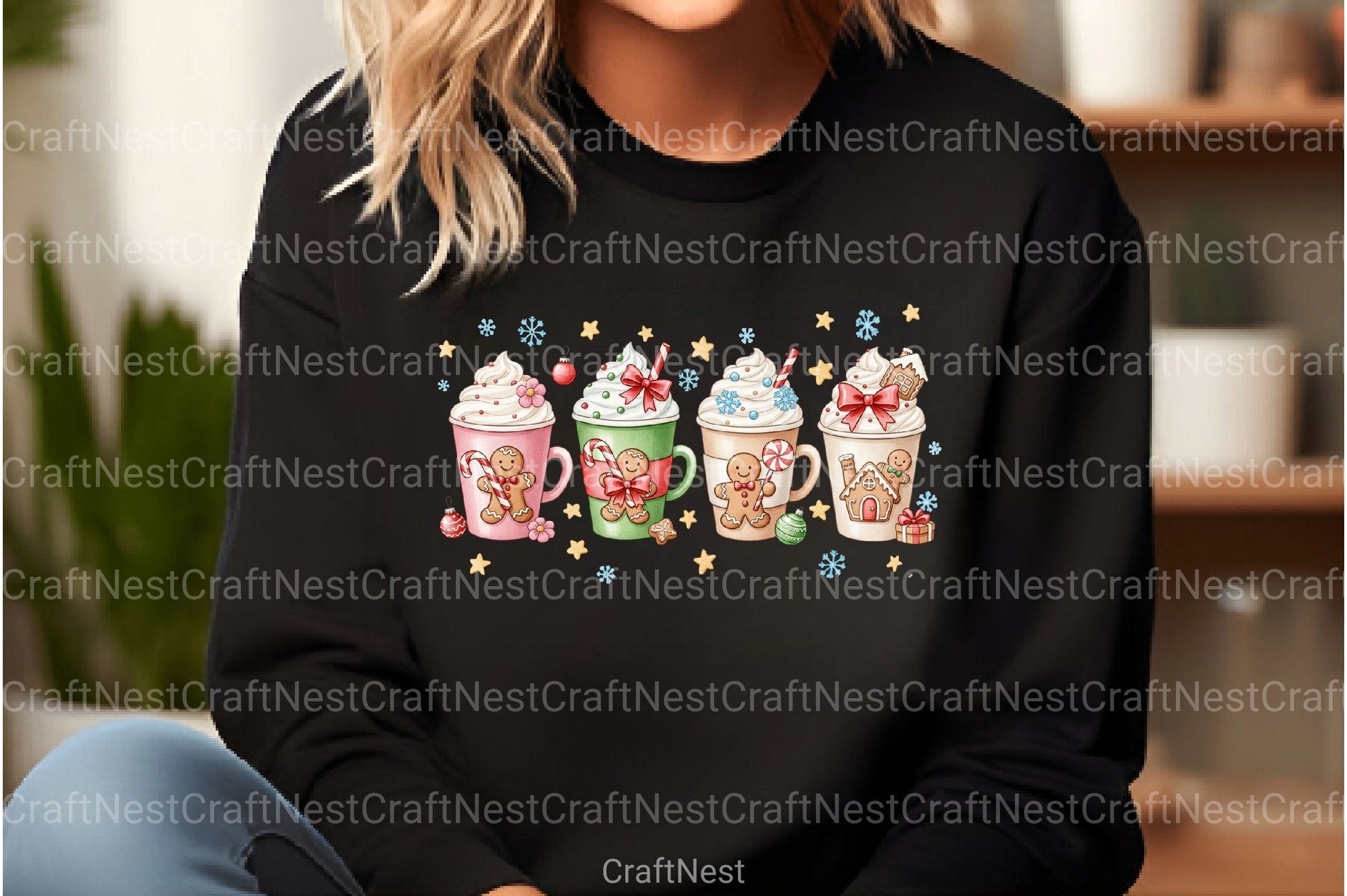 Pink Gingerbread Coffee Christmas Clipart Bundle - CraftNest - Digital Crafting and Art