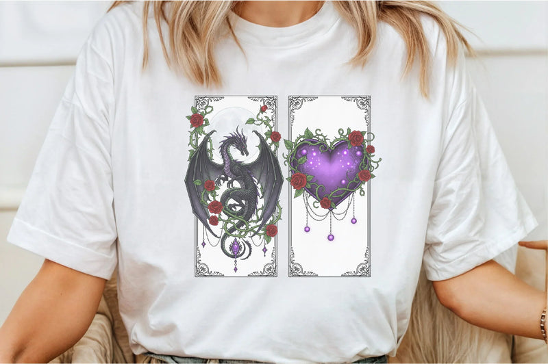 Gothic Dragons Love Flower Clipart Bundle - CraftNest - Digital Crafting and Art