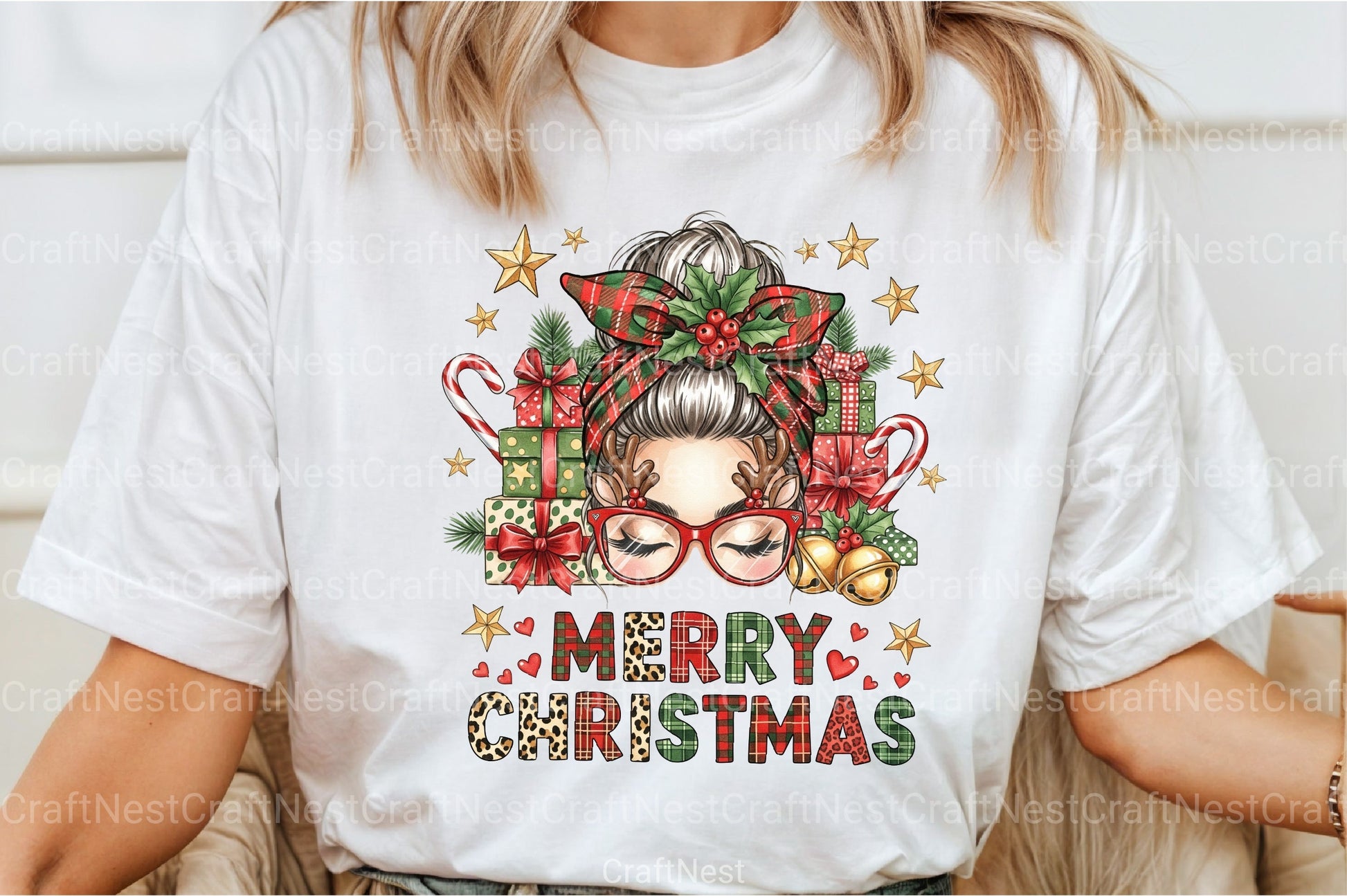 Merry Christmas Messy Bun Clipart Bundle - CraftNest - Digital Crafting and Art