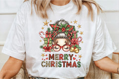 Merry Christmas Messy Bun Clipart Bundle - CraftNest - Digital Crafting and Art