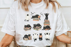 Spooky Cat Halloween Clipart Bundle for Book Lovers - CraftNest - Digital Crafting and Art