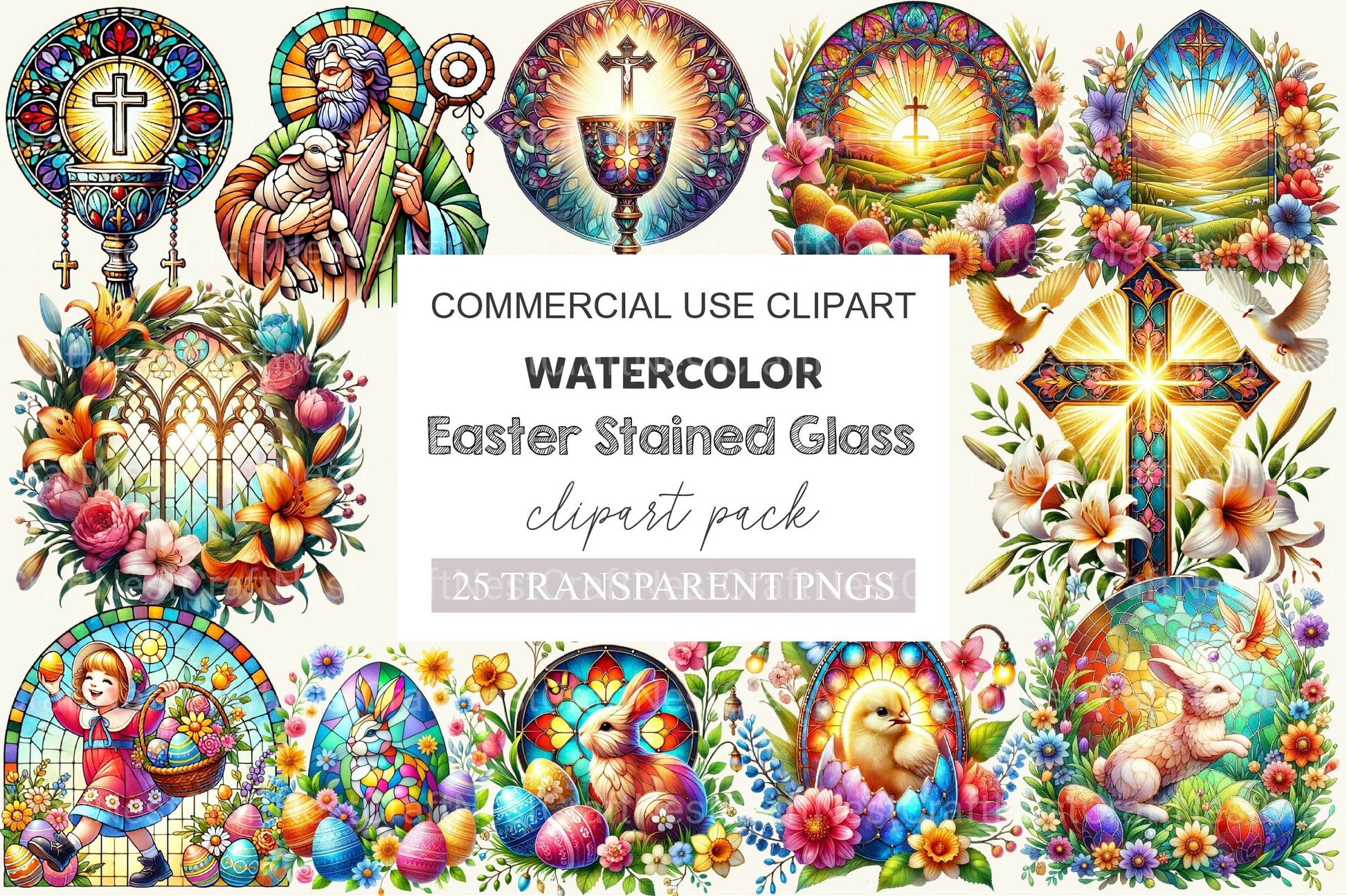 Easter Stained Glass Clipart Bundle - CraftNest - Digital Crafting and Art