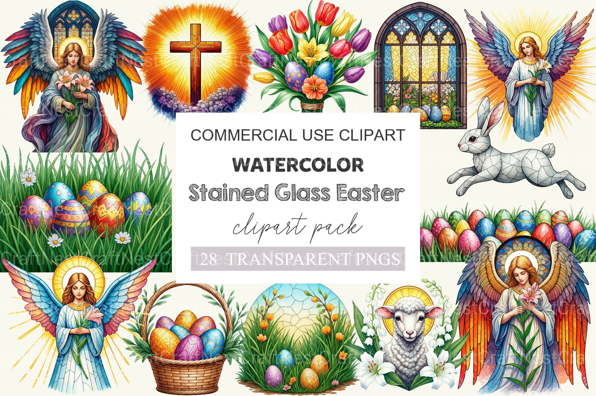 Stained Glass Easter Clipart Bundle - CraftNest - Digital Crafting and Art