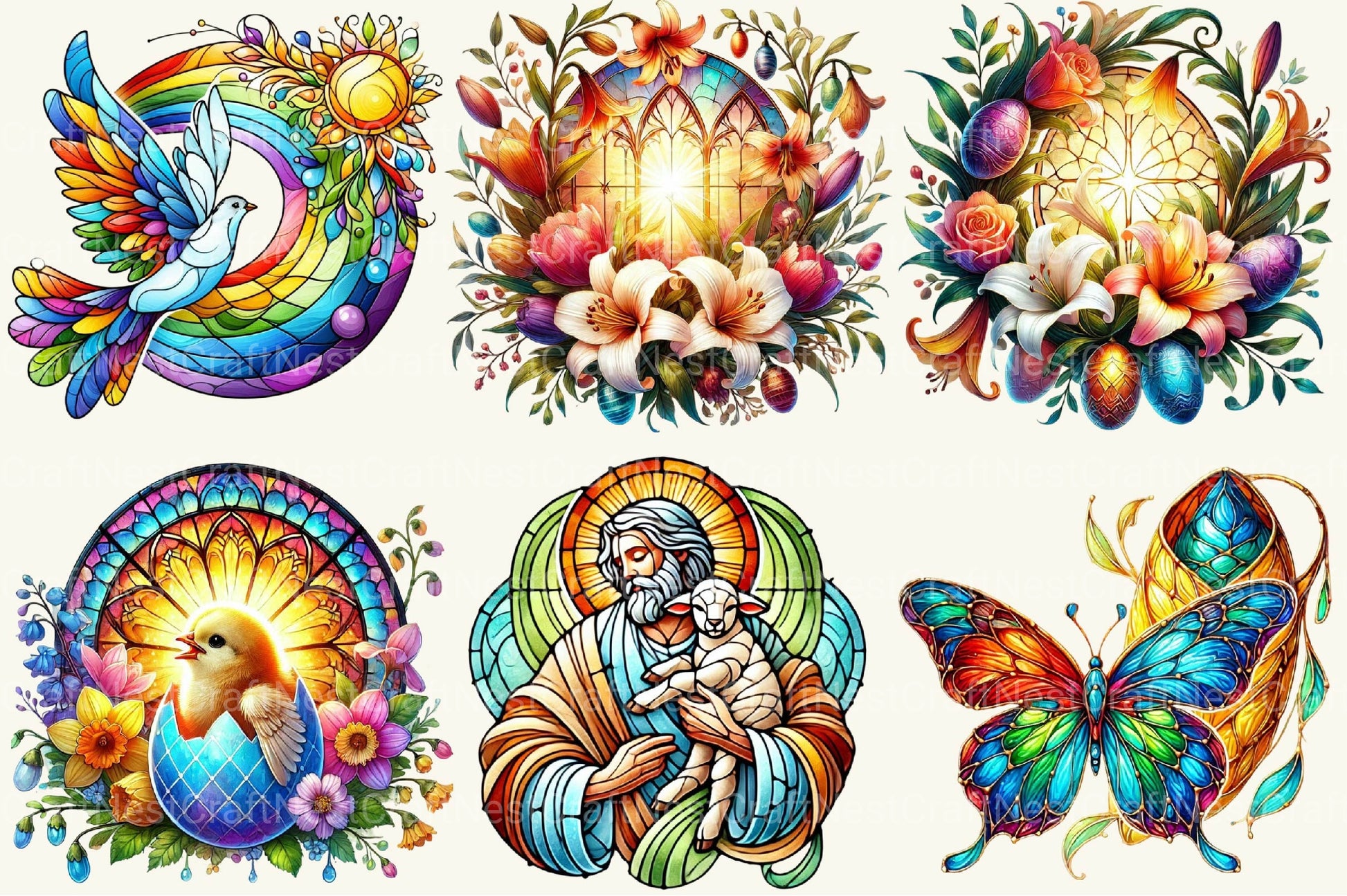 Easter Stained Glass Clipart Bundle - CraftNest - Digital Crafting and Art