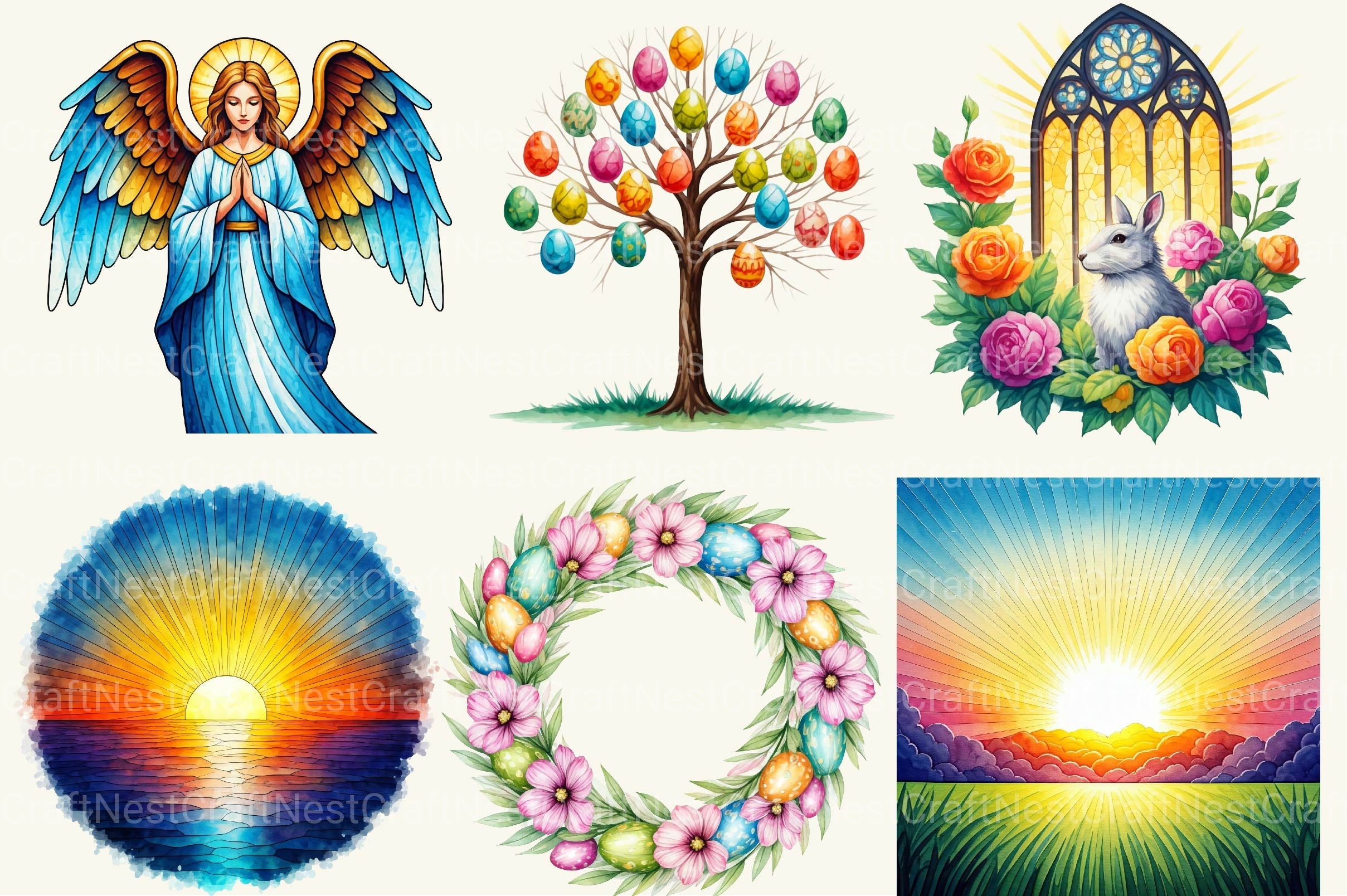 Stained Glass Easter Clipart Bundle - CraftNest - Digital Crafting and Art