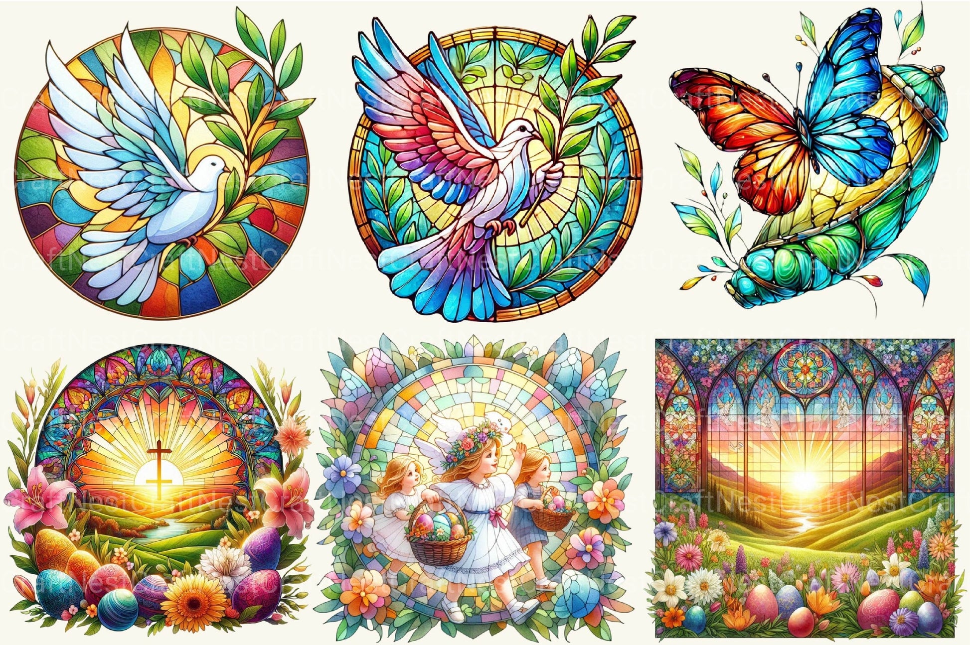 Easter Stained Glass Clipart Bundle - CraftNest - Digital Crafting and Art