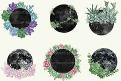 Succulent And Black Moon Clipart Bundle - CraftNest - Digital Crafting and Art