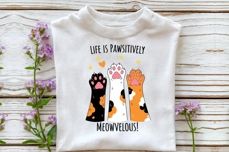 Life Is Pawsitively Meowvelous Cat Shirt Clipart Bundle - CraftNest - Digital Crafting and Art
