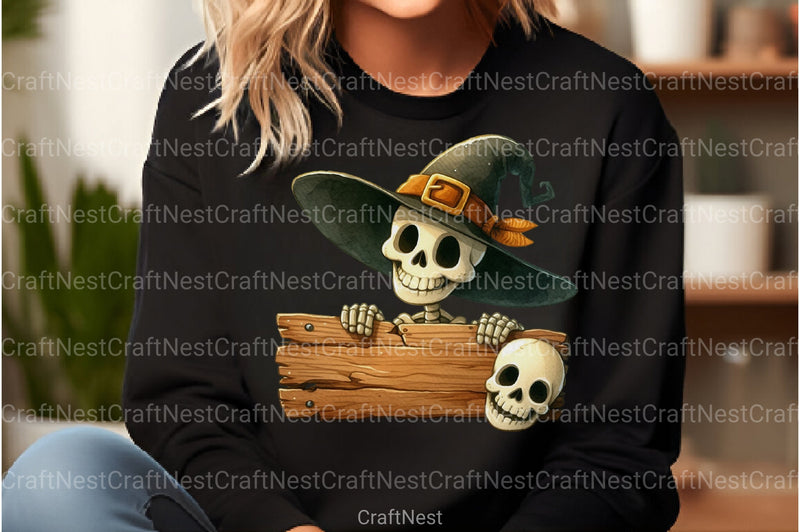 Funny Skeleton Peeking Clipart Bundle 7 - CraftNest - Digital Crafting and Art