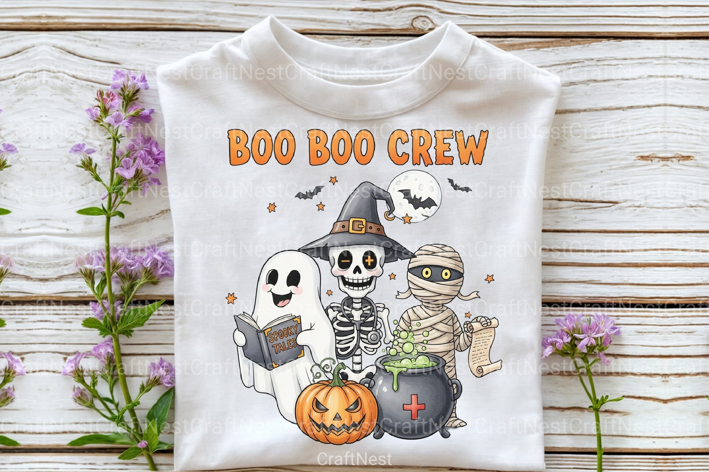 Boo Crew Halloween Nurse Ghost Clipart Bundle - CraftNest - Digital Crafting and Art