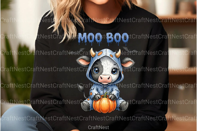 Moo Boo Halloween Cow Clipart Bundle - CraftNest - Digital Crafting and Art