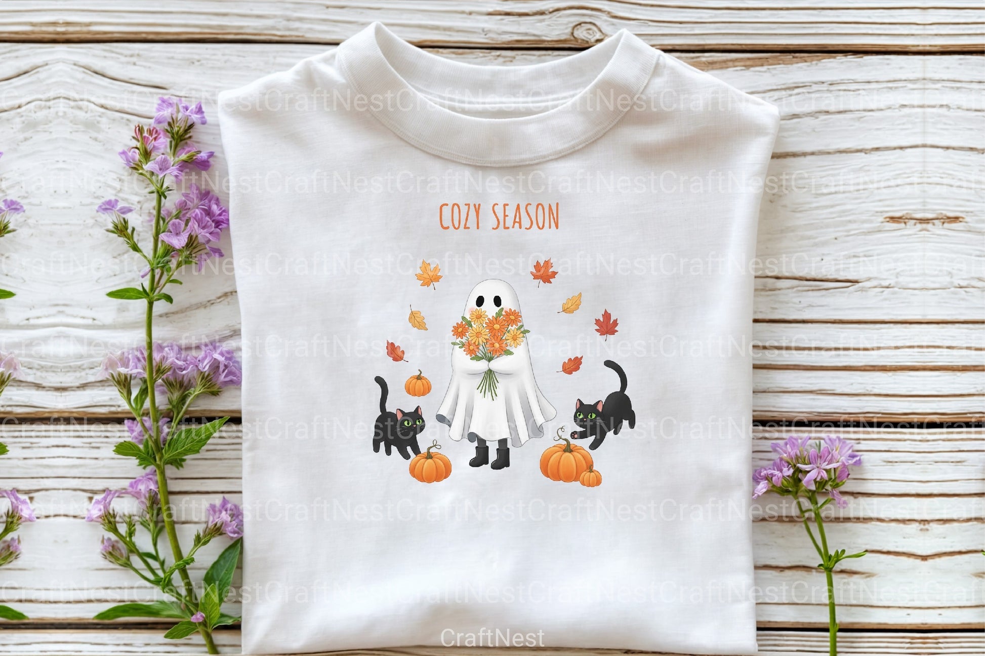 Cozy Season Ghost Cat Clipart Bundle - CraftNest - Digital Crafting and Art