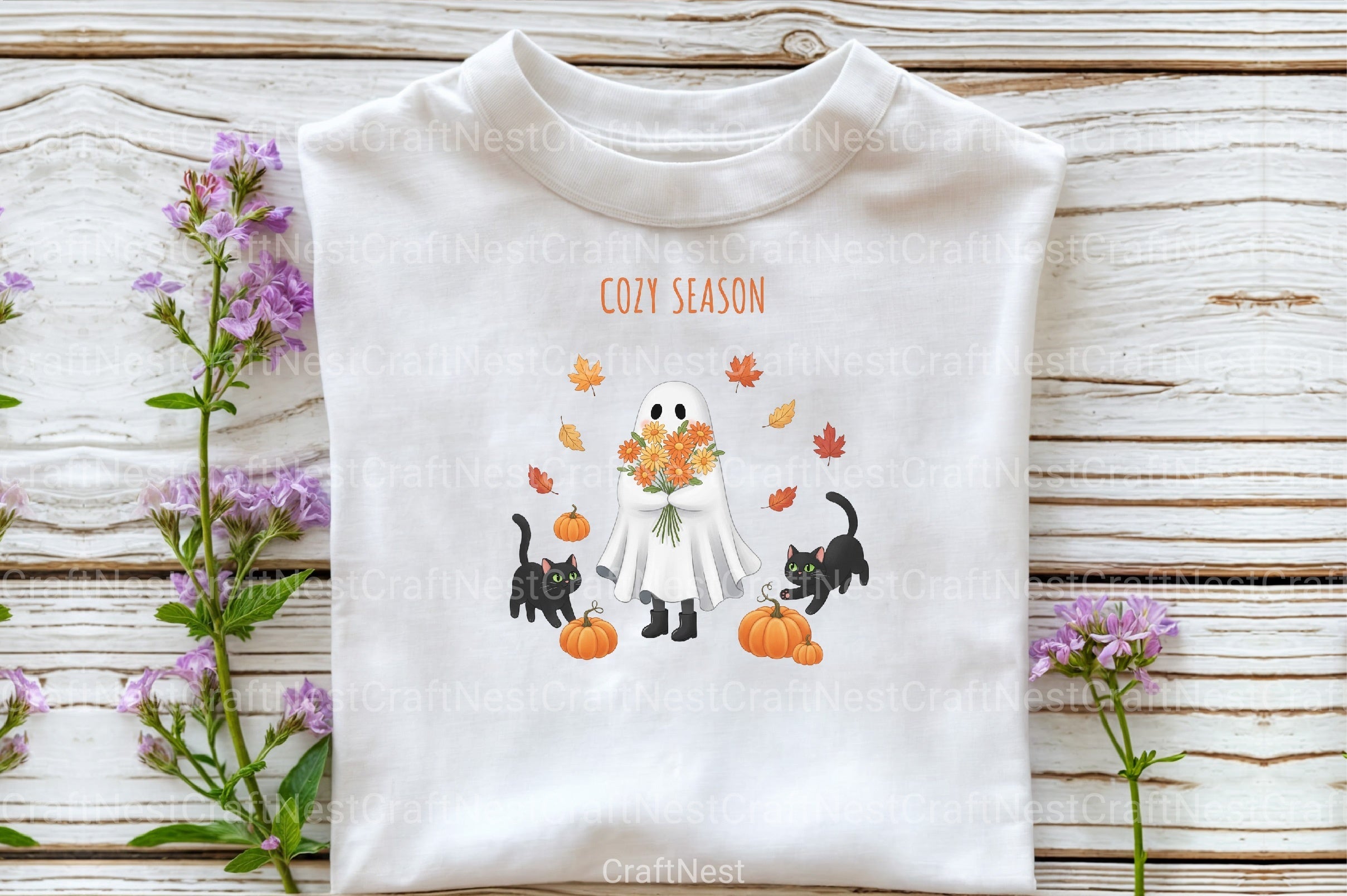 Cozy Season Ghost Cat Clipart Bundle - CraftNest - Digital Crafting and Art